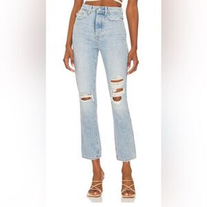 Lovers and Friends Reece High Rise Rigid Destroyed Straight Jeans